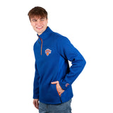 Ultra Game Men's NBA Official Super Soft Quarter Zip Sweatshirt with Zipper Pockets | New York Knicks