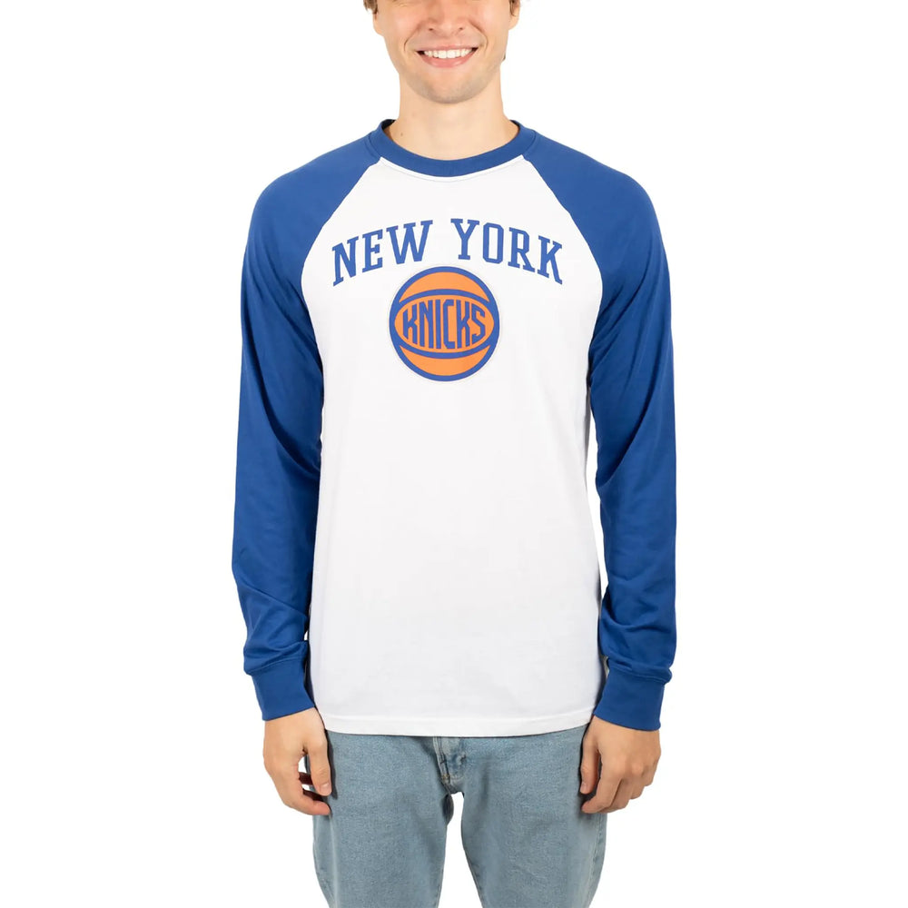 Ultra Game Men’s NBA Official Super Soft Raglan Baseball T-Shirt | New York Knicks