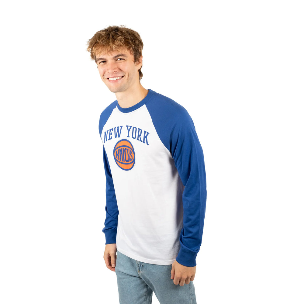 Ultra Game Men’s NBA Official Super Soft Raglan Baseball T-Shirt | New York Knicks