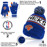 Ultra Game Men's NBA Official Super Soft Winter Beanie Hat with Extra Warm Touch Screen Gloves | New York Knicks