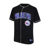 Ultra Game Men’s NBA Official Super Soft Button Down Jersey Baseball Shirt | Philadelphia 76ers