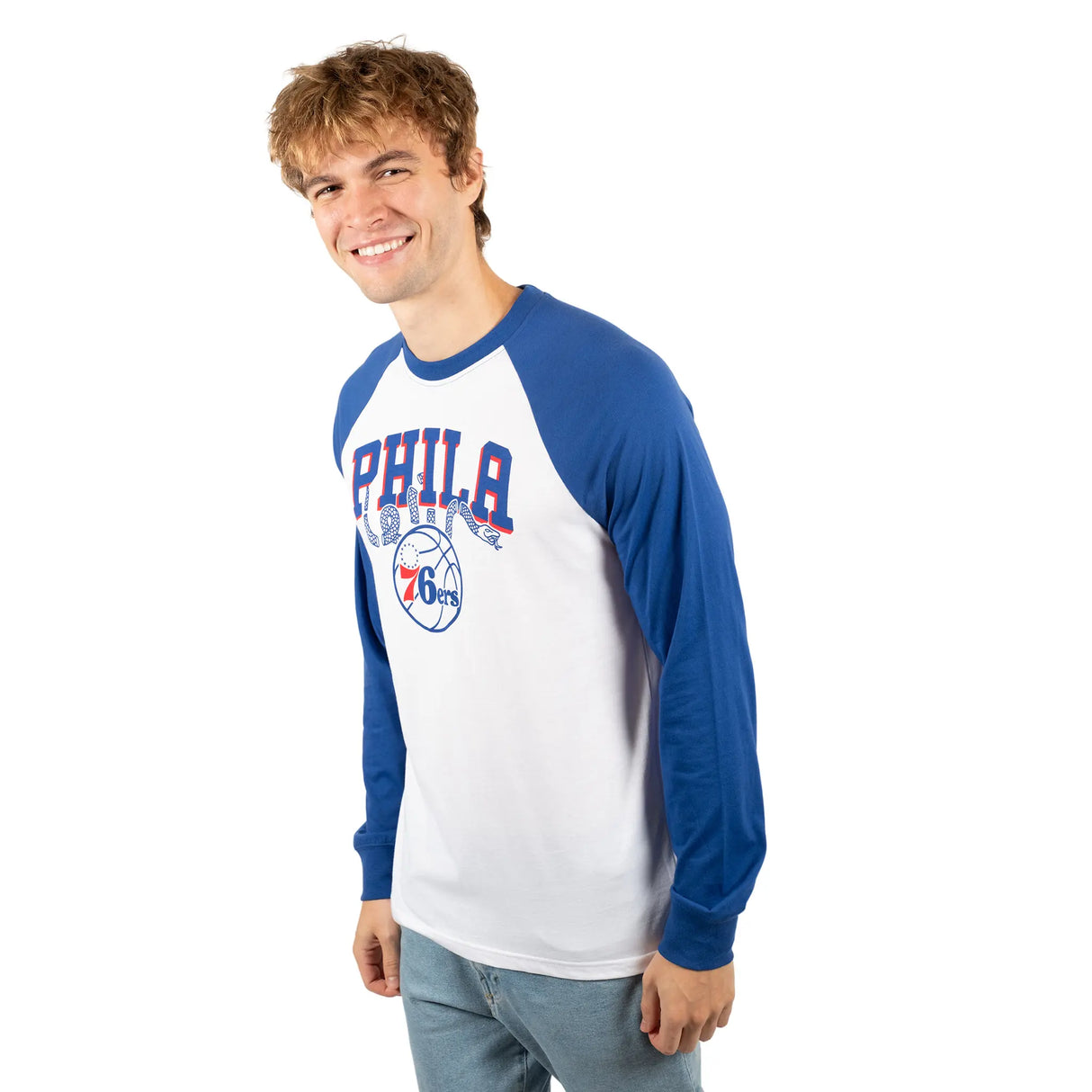 Ultra Game Men’s NBA Official Super Soft Raglan Baseball T-Shirt | Philadelphia 76ers