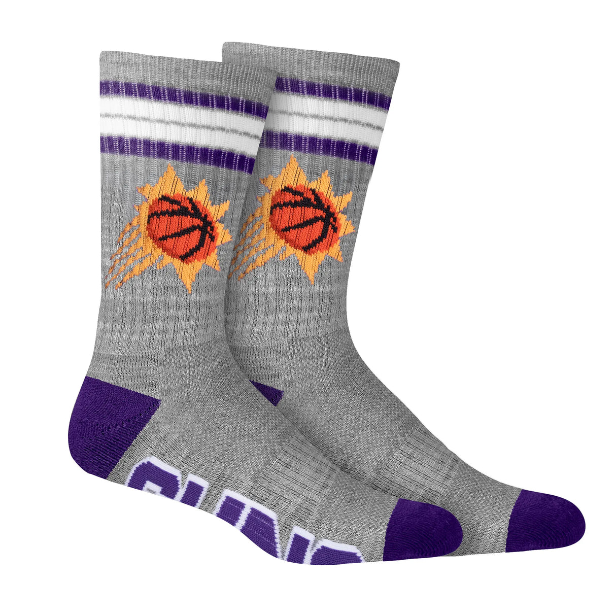 Ultra Game Men's NBA Official Athletic Cushioned Secure Fit Team Crew Socks - 3 Pack | Phoenix Suns