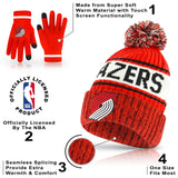 Ultra Game Men's NBA Official Super Soft Winter Beanie Hat with Extra Warm Touch Screen Gloves | Portland Trail Blazers