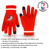 Ultra Game Men's NBA Official Super Soft Winter Beanie Hat with Extra Warm Touch Screen Gloves | Portland Trail Blazers