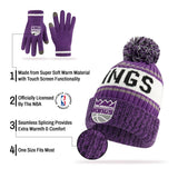 Ultra Game Men's NBA Official Super Soft Winter Beanie Hat with Extra Warm Touch Screen Gloves | Sacramento Kings