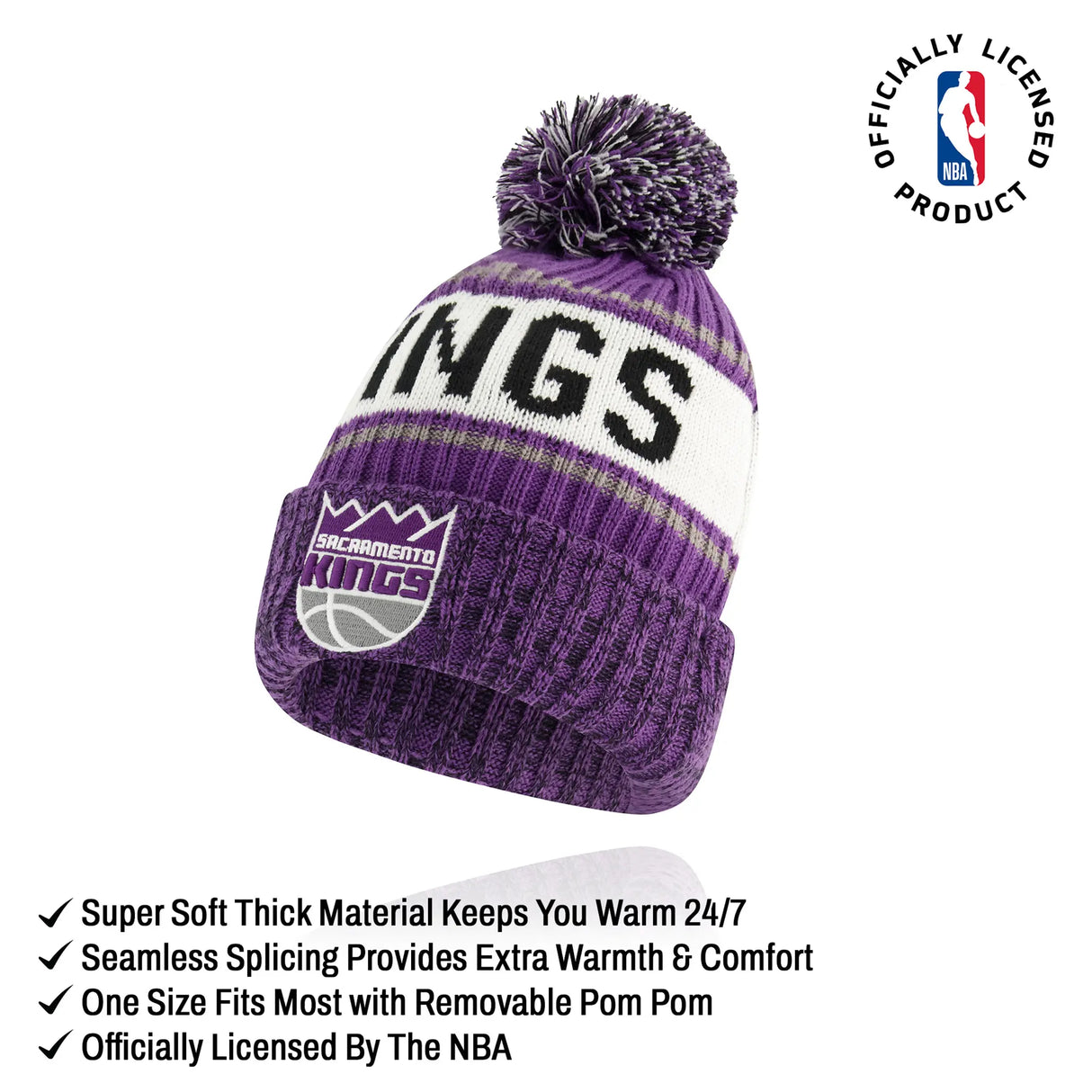 Ultra Game Men's NBA Official Super Soft Winter Beanie Hat with Extra Warm Touch Screen Gloves | Sacramento Kings