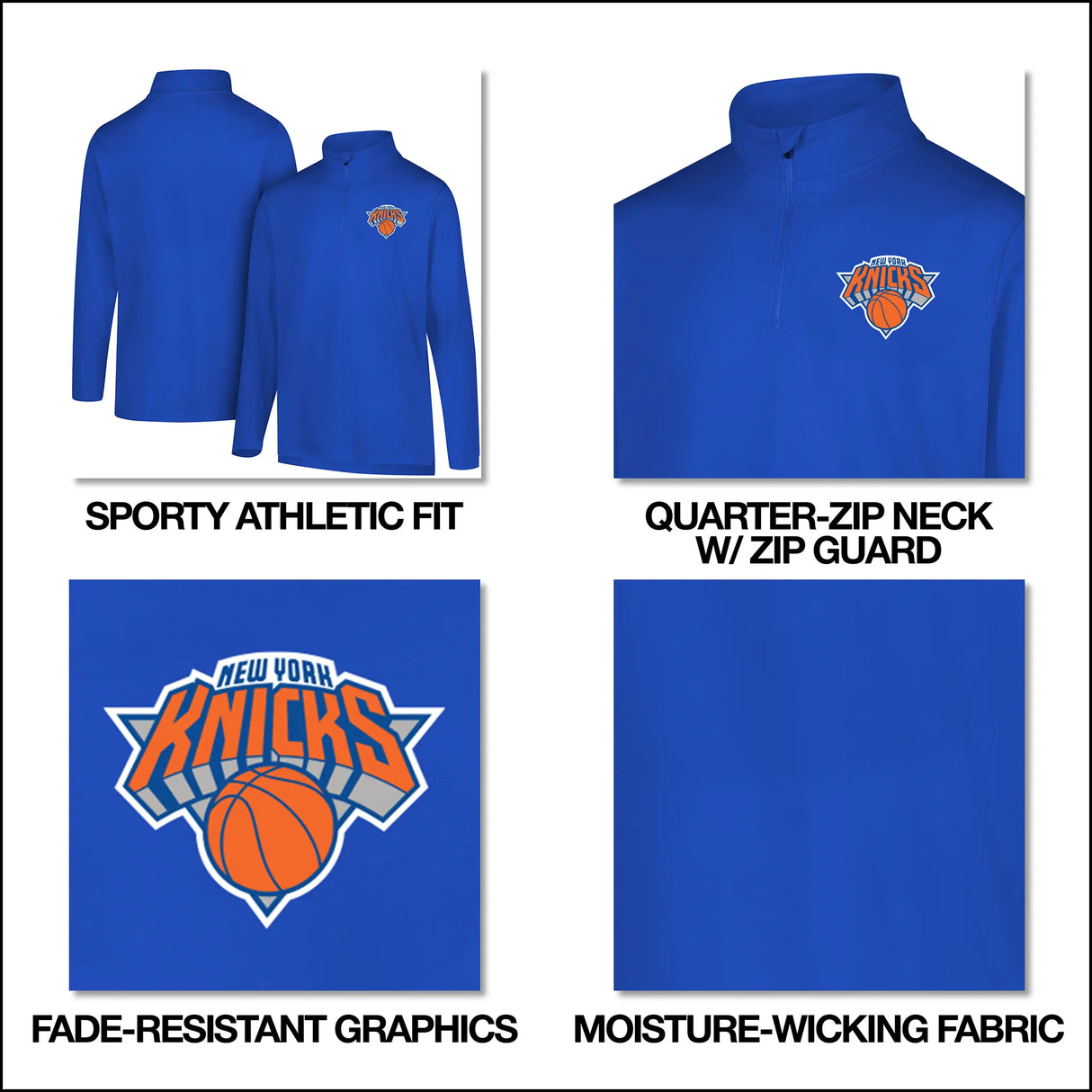 Ultra Game Men's NBA Official Super Soft Quarter Zip Long Sleeve T-Shirt | Chicago Bulls