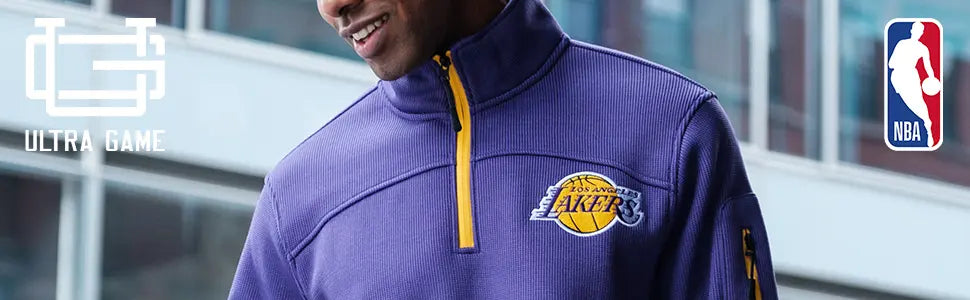 ultra game mens nba official team color super soft quarter zip sweatshirt with zipper pockets banner 1
