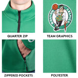 Ultra Game Men's NBA Official Super Soft Quarter Zip Sweatshirt with Zipper Pockets | Boston Celtics