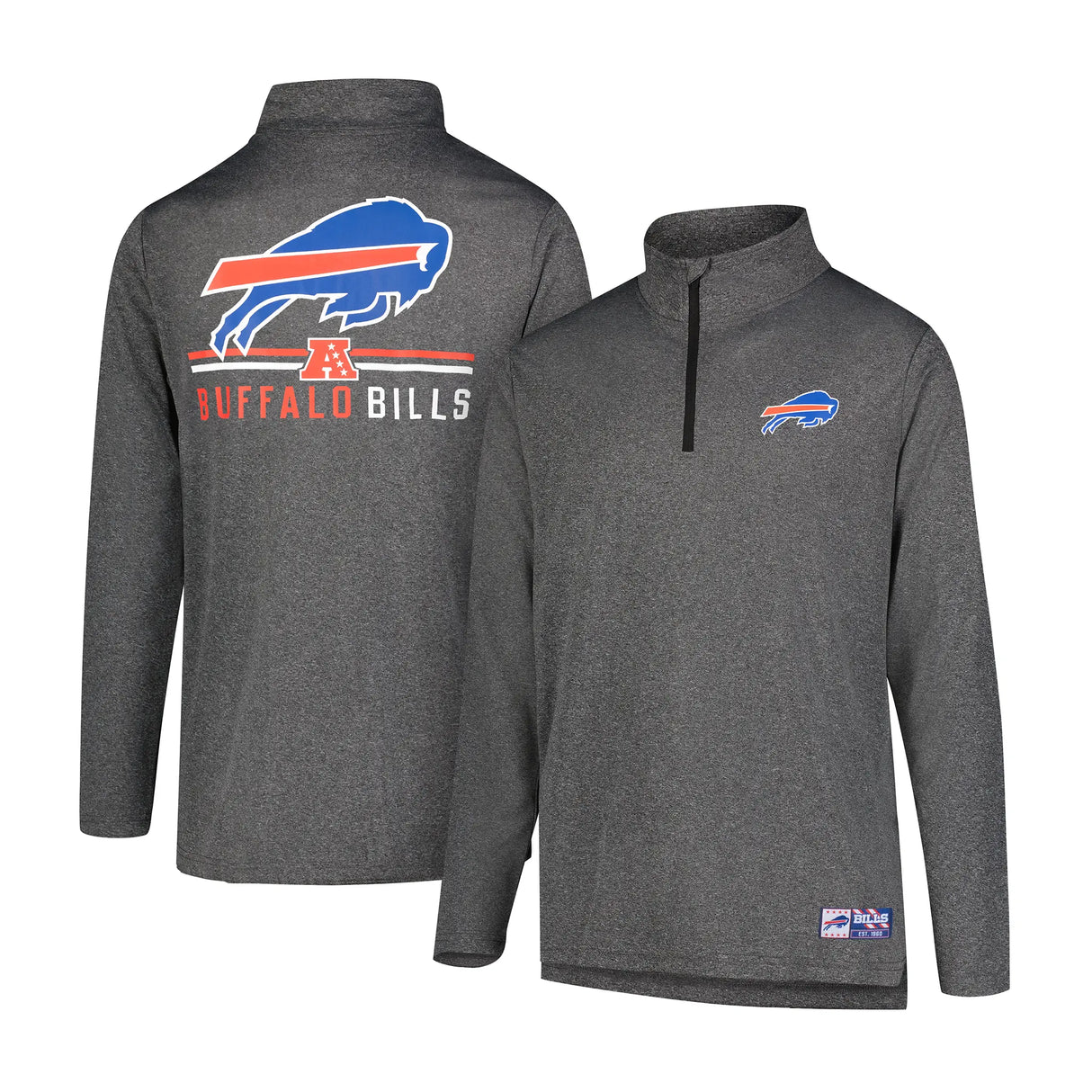 Ultra Game Men's NFL Official Super Soft Quarter Zip Long Sleeve T-Shirt