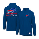 Ultra Game Men's NFL Official Super Soft Quarter Zip Long Sleeve T-Shirt | Buffalo Bills | Team Color