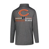 Ultra Game Men's NFL Official Super Soft Quarter Zip Long Sleeve T-Shirt | Chicago Bears | Heather Charcoal