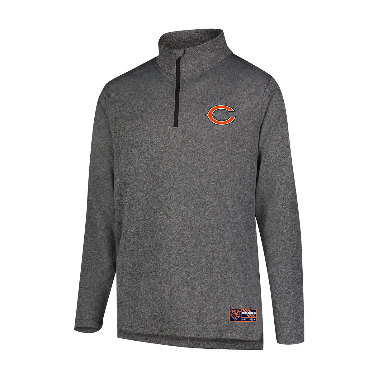 Ultra Game Men's NFL Official Super Soft Quarter Zip Long Sleeve T-Shirt | Chicago Bears | Heather Charcoal