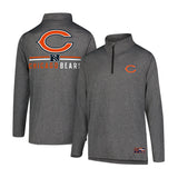 Ultra Game Men's NFL Official Super Soft Quarter Zip Long Sleeve T-Shirt | Chicago Bears | Heather Charcoal