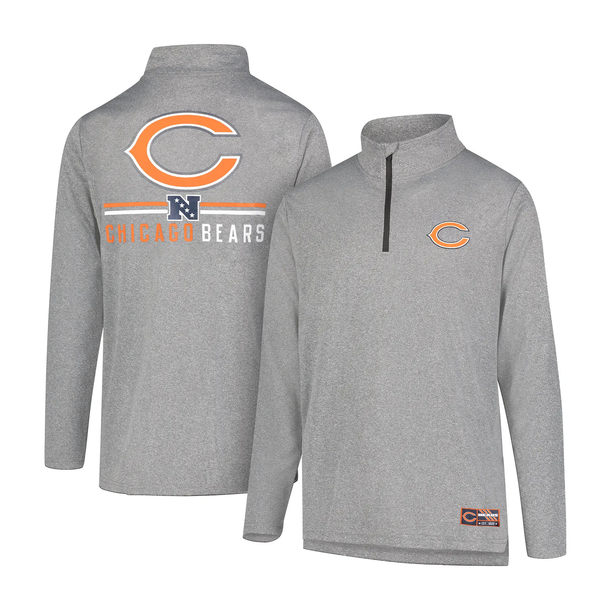 Ultra Game Men's NFL Official Super Soft Quarter Zip Long Sleeve T-Shirt