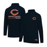 Ultra Game Men's NFL Official Super Soft Quarter Zip Long Sleeve T-Shirt | Chicago Bears | Team Color