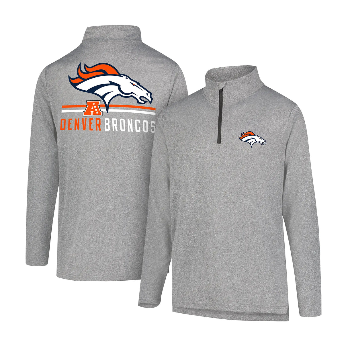 Ultra Game Men's NFL Official Super Soft Quarter Zip Long Sleeve T-Shirt | Denver Broncos