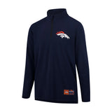Ultra Game Men's NFL Official Super Soft Quarter Zip Long Sleeve T-Shirt | Denver Broncos | Team Color