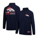 Ultra Game Men's NFL Official Super Soft Quarter Zip Long Sleeve T-Shirt | Denver Broncos | Team Color
