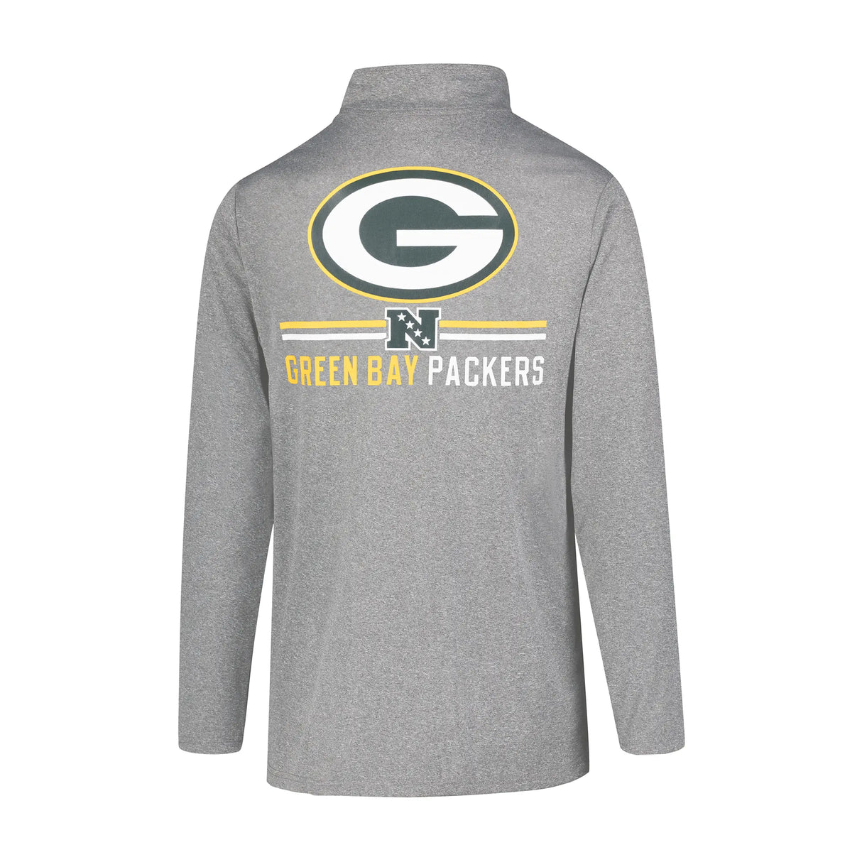 Ultra Game Men's NFL Official Super Soft Quarter Zip Long Sleeve T-Shirt | Green Bay Packers | Heather Gray