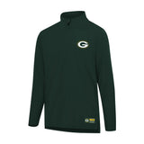 Ultra Game Men's NFL Official Super Soft Quarter Zip Long Sleeve T-Shirt | Green Bay Packers