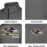 Ultra Game Men's NFL Official Super Soft Quarter Zip Long Sleeve T-Shirt | San Francisco 49ers | Heather Charcoal