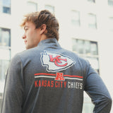 Ultra Game Men's NFL Official Super Soft Quarter Zip Long Sleeve T-Shirt | Buffalo Bills | Heather Gray