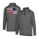 Ultra Game Men's NFL Official Super Soft Quarter Zip Long Sleeve T-Shirt | New England Patriots | Heather Charcoal