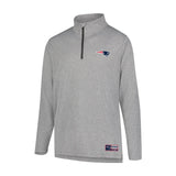 Ultra Game Men's NFL Official Super Soft Quarter Zip Long Sleeve T-Shirt | New England Patriots | Heather Gray