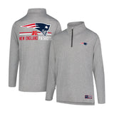 Ultra Game Men's NFL Official Super Soft Quarter Zip Long Sleeve T-Shirt | New England Patriots | Heather Gray