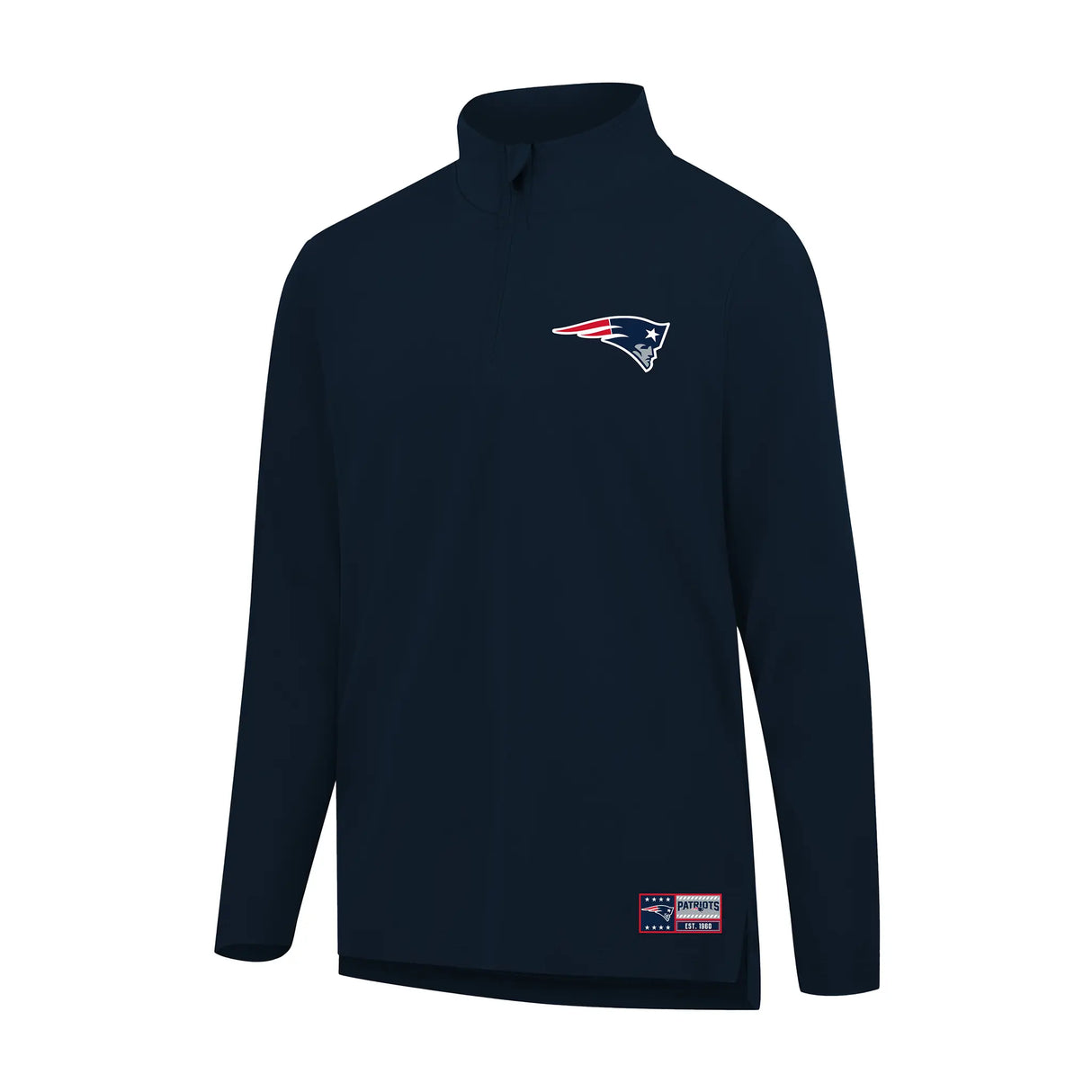 Ultra Game Men's NFL Official Super Soft Quarter Zip Long Sleeve T-Shirt | New England Patriots | Team Color