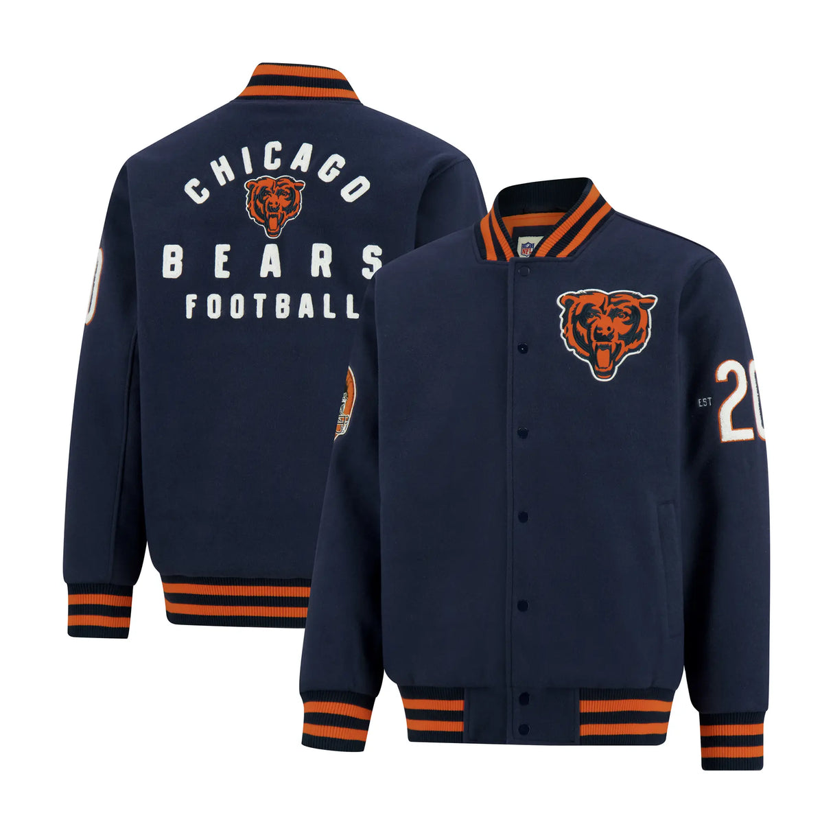 Ultra Game Men's NFL Official Classic Varsity Coaches Jacket Coat | Chicago Bears