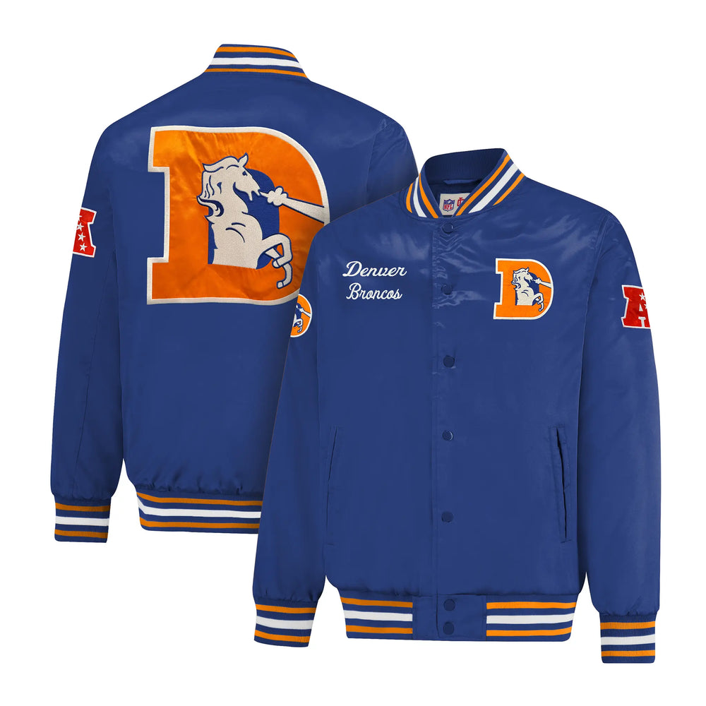 Ultra Game Mens NFL Official Supreme Heritage Satin Jacket | Denver Broncos
