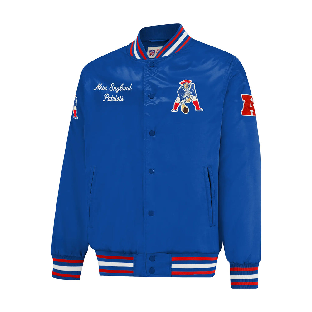 Ultra Game Mens NFL Official Supreme Heritage Satin Jacket | New England Patriots