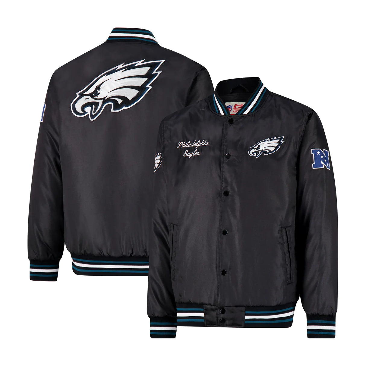 Ultra Game Mens NFL Official Supreme Satin Jacket | Philadelphia Eagles