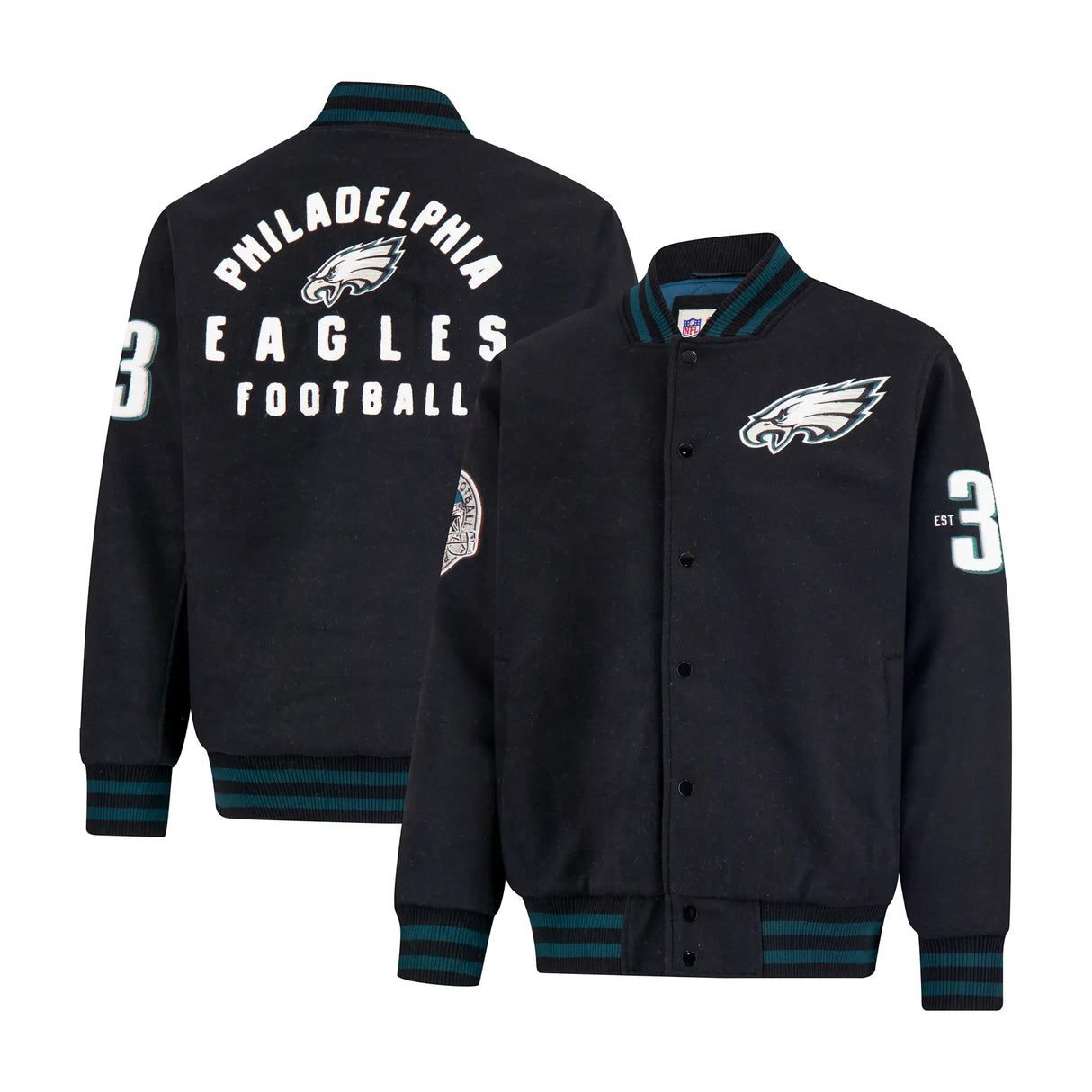 Ultra Game Men's NFL Official Classic Varsity Coaches Jacket Coat | Philadelphia Eagles