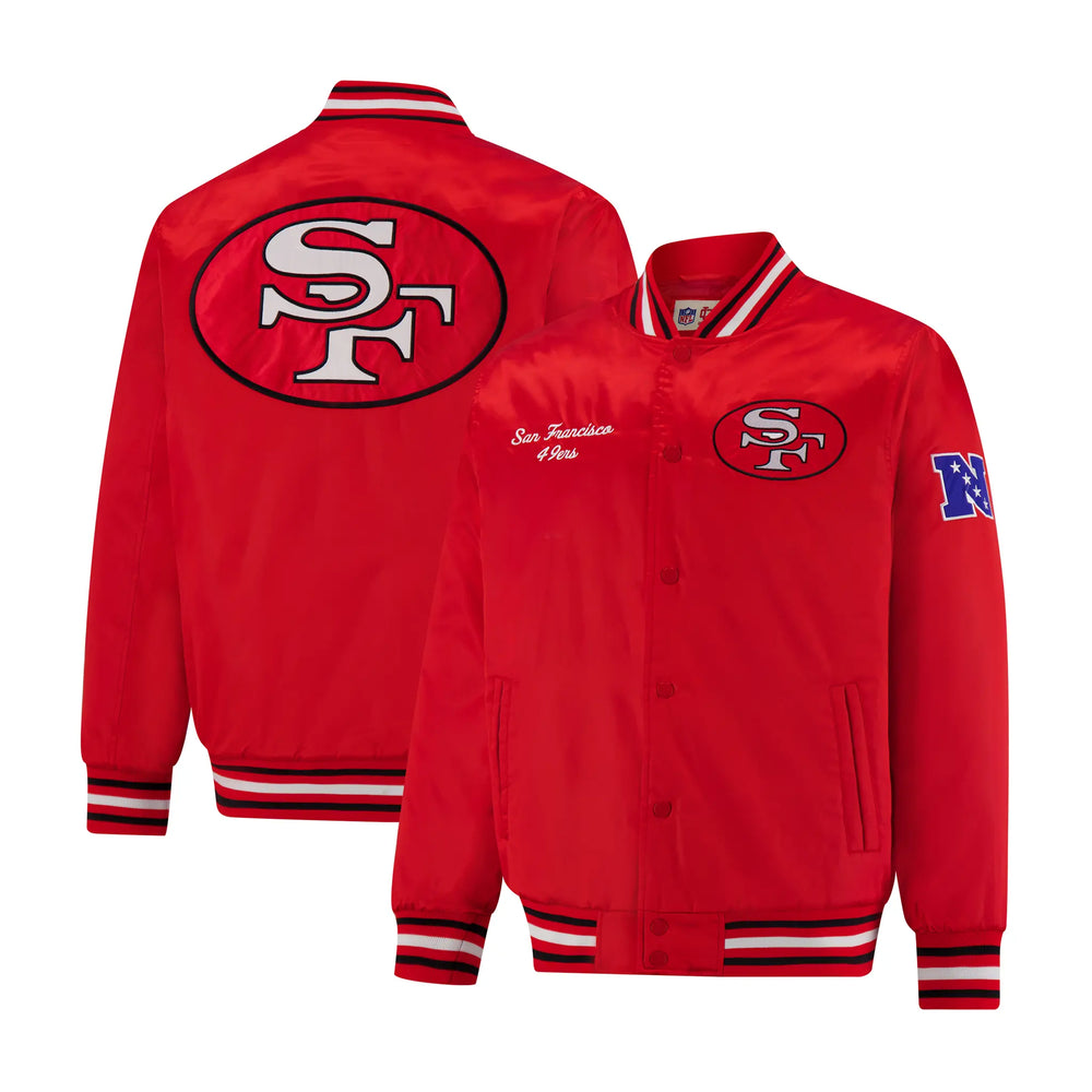 Ultra Game Mens NFL Official Supreme Heritage Satin Jacket | San Francisco 49ers