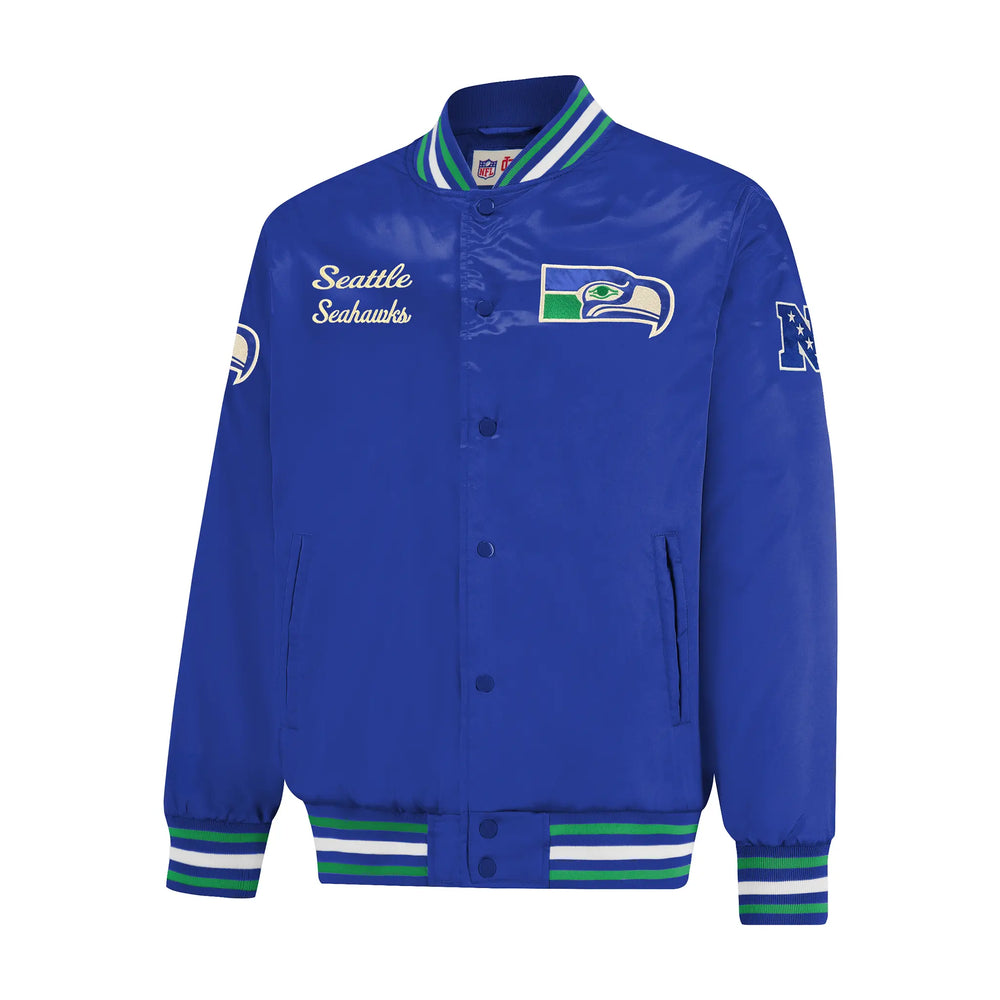 Ultra Game Mens NFL Official Supreme Heritage Satin Jacket | Seattle Seahawks