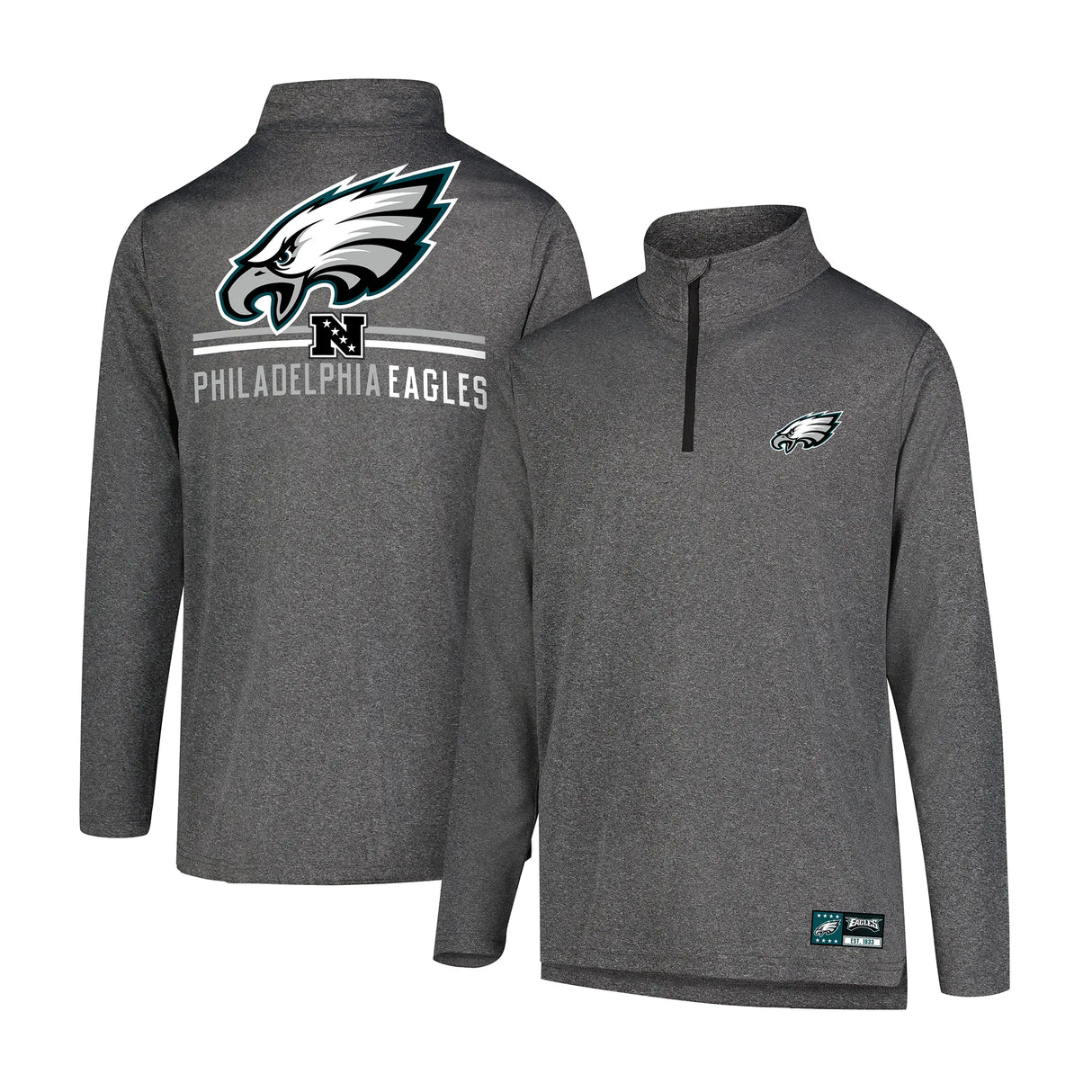 Ultra Game Men's NFL Official Super Soft Quarter Zip Long Sleeve T-Shirt