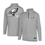 Ultra Game Men's NFL Official Super Soft Quarter Zip Long Sleeve T-Shirt | Philadelphia Eagles | Heather Gray
