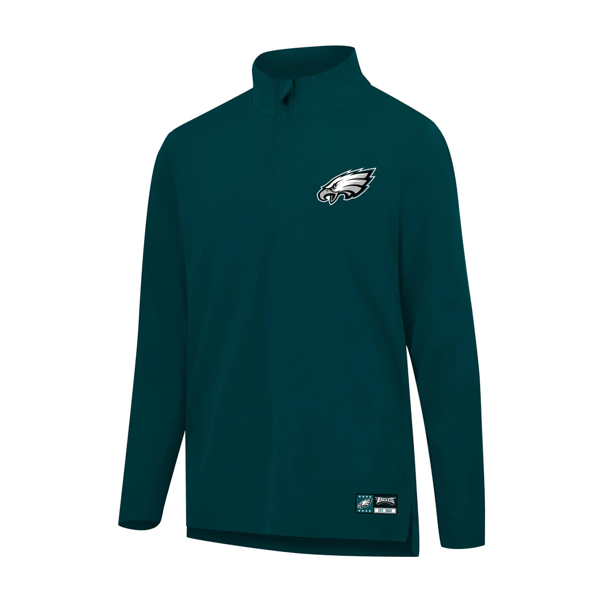 Ultra Game Men's NFL Official Super Soft Quarter Zip Long Sleeve T-Shirt | Philadelphia Eagles | Team Color