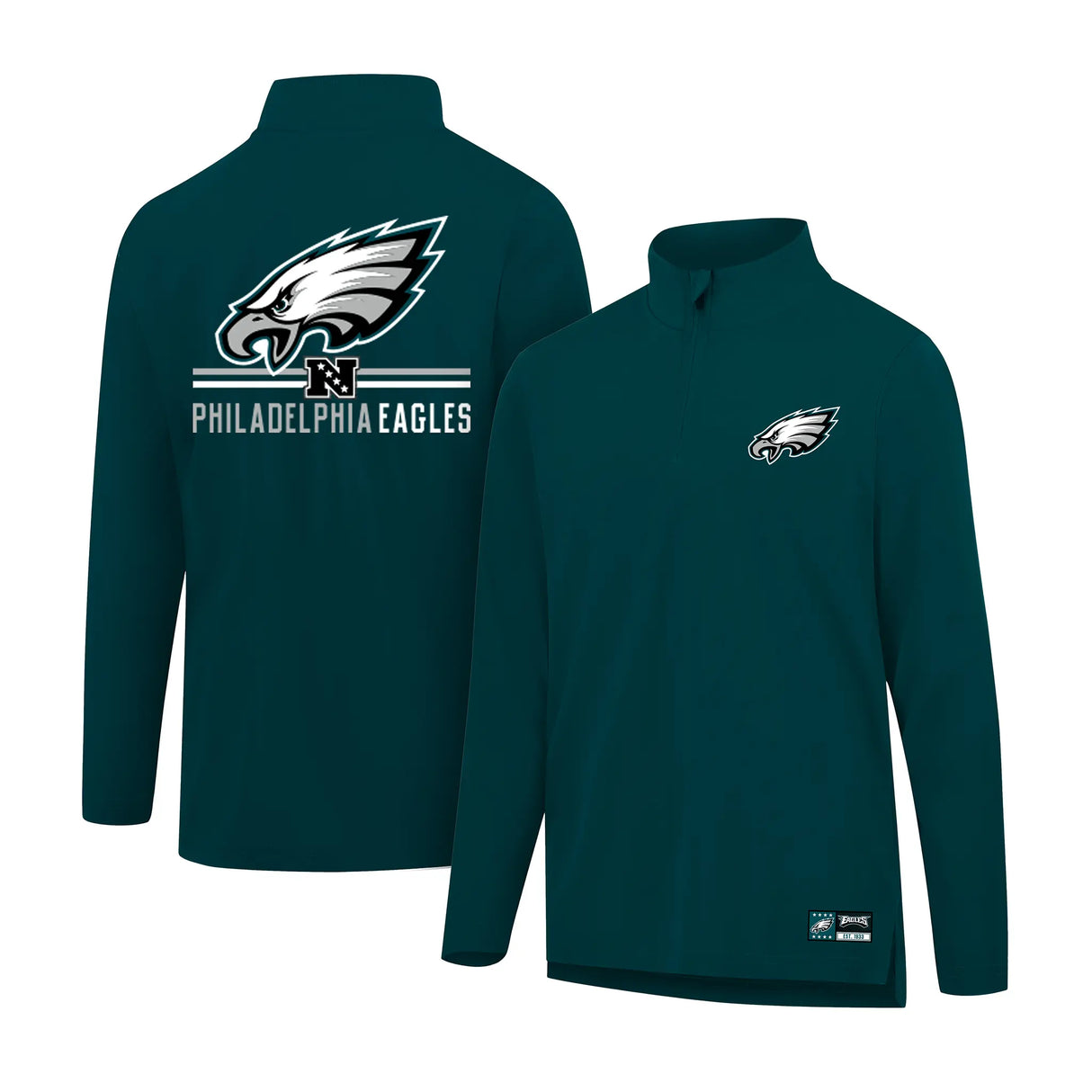 Ultra Game Men's NFL Official Super Soft Quarter Zip Long Sleeve T-Shirt