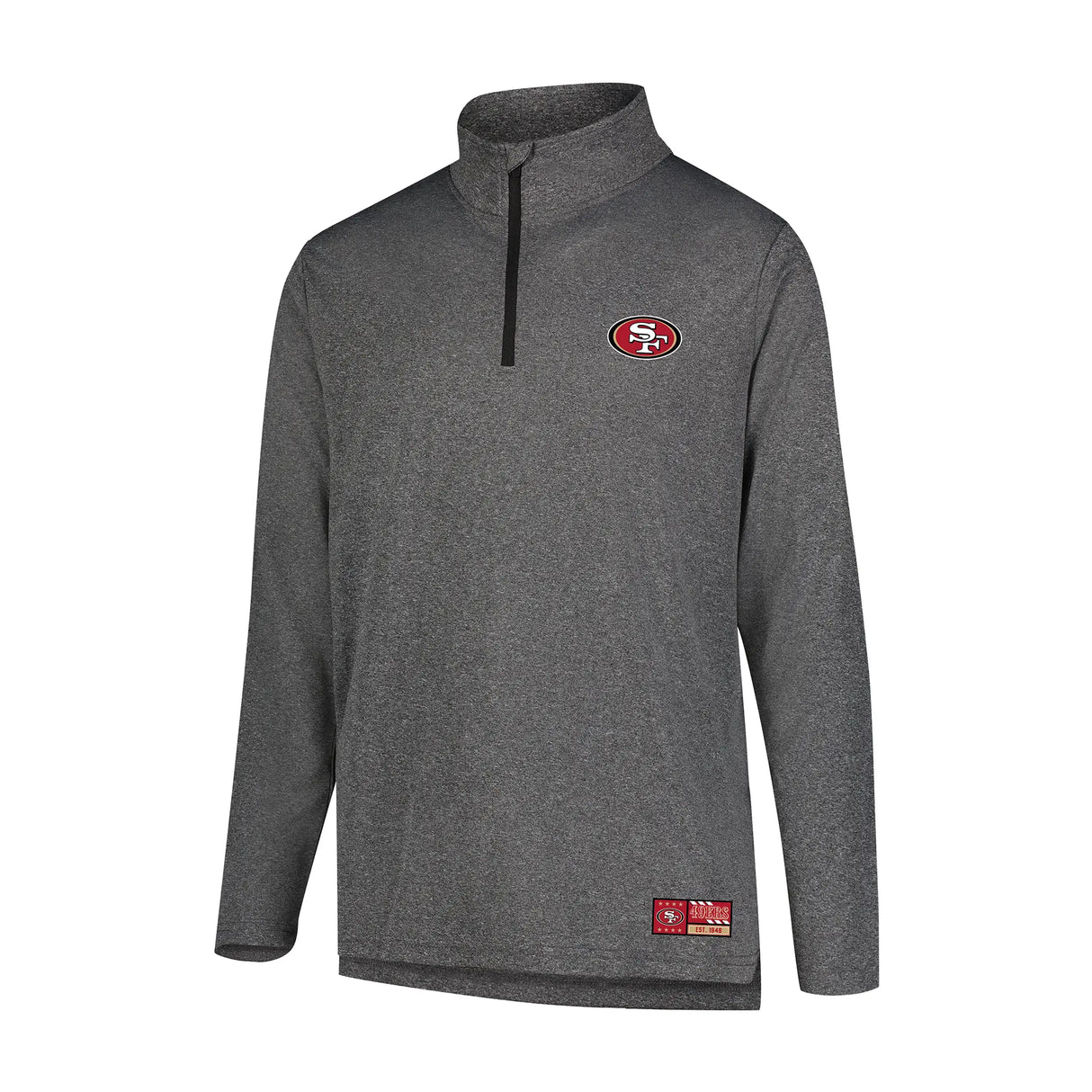 Ultra Game Men's NFL Official Super Soft Quarter Zip Long Sleeve T-Shirt | San Francisco 49ers | Heather Charcoal