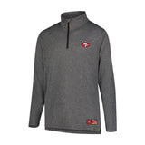 Ultra Game Men's NFL Official Super Soft Quarter Zip Long Sleeve T-Shirt | San Francisco 49ers | Heather Charcoal
