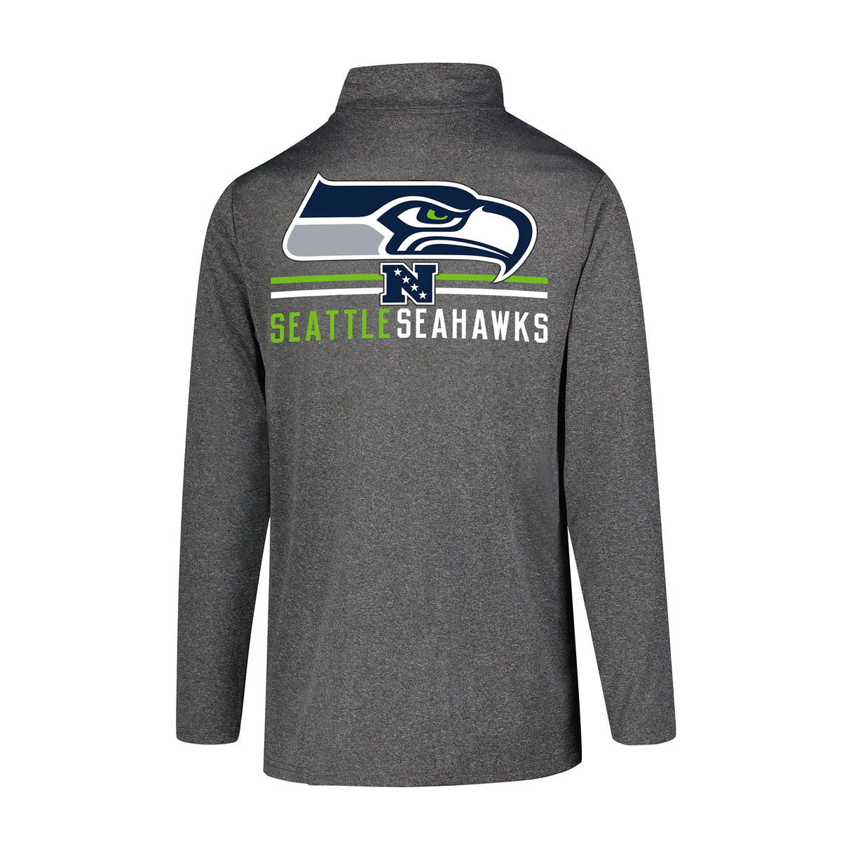 Ultra Game Men's NFL Official Super Soft Quarter Zip Long Sleeve T-Shirt | Seattle Seahawks | Heather Charcoal