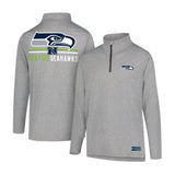 Ultra Game Men's NFL Official Super Soft Quarter Zip Long Sleeve T-Shirt | Seattle Seahawks | Heather Gray