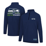 Ultra Game Men's NFL Official Super Soft Quarter Zip Long Sleeve T-Shirt | Seattle Seahawks