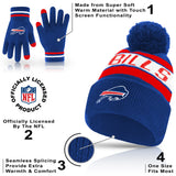 Ultra Game Youth NFL Official Super Soft Winter Beanie Knit Hat With Extra Warm Touch Screen Gloves | Buffalo Bills