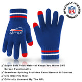 Ultra Game Youth NFL Official Super Soft Winter Beanie Knit Hat With Extra Warm Touch Screen Gloves | Buffalo Bills